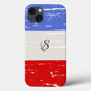 iPhone 13 Case Monogramme solide des blocs américains