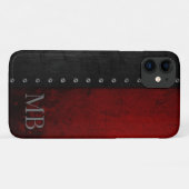 Coques Case-Mate iPhone Monogramme Style Rustique Rouge Grunge (Dos (Horizontal))