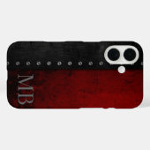 Coques Case-Mate iPhone Monogramme Stylistique Rustique Grunge Rouge (Verso (horizontal))