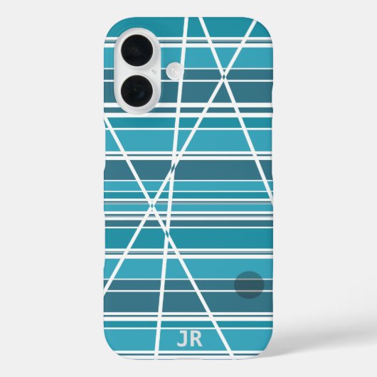 Coques Case-Mate iPhone Monogramme subtil Aqua et blanc Abstrait (Verso)