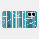 Coques Case-Mate iPhone Monogramme subtil Aqua et blanc Abstrait (Verso (horizontal))