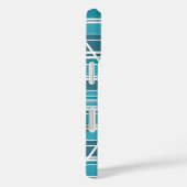 Coques Case-Mate iPhone Monogramme subtil Aqua et blanc Abstrait (Verso / Droite)