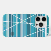 Coques Case-Mate iPhone Monogramme subtil Aqua et blanc Abstrait (Verso (horizontal))