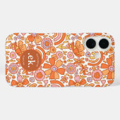 Coques Case-Mate iPhone Monogramme super Retro Orange Florals (Verso (horizontal))