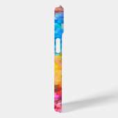 Coques Case-Mate iPhone Monogramme sur fond abstrait arc-en-ciel (Verso / Droite)