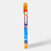 Coques Case-Mate iPhone Monogramme sur fond abstrait arc-en-ciel (Verso / Gauche)