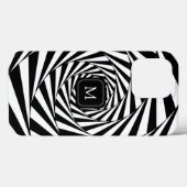 Coques Case-Mate iPhone Monogramme sur l'art abstrait des spirales en noir (Verso (horizontal))