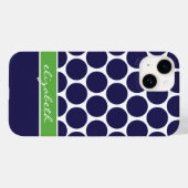 Coques Case-Mate iPhone Monogramme sur mesure avec grand point bleu marine (Verso (horizontal))