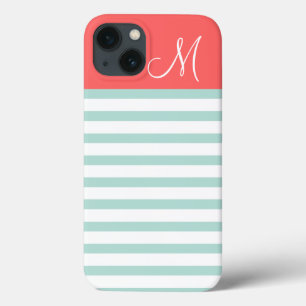 iPhone 13 Case Monogramme sur mesure de la pointe et du corail