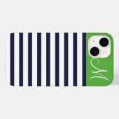 Coques Case-Mate iPhone Monogramme sur mesure des bandes de Preppy bleu et (Verso (horizontal))