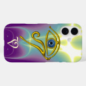 Coques Case-Mate iPhone MONOGRAMME TALISMAN BLEU Turquoise, Blanc violet (Verso (horizontal))