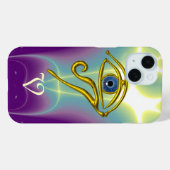 Coques Case-Mate iPhone MONOGRAMME TALISMAN BLEU Turquoise, Blanc violet (Verso (horizontal))