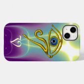 Coques Case-Mate iPhone MONOGRAMME TALISMAN BLEU Turquoise, Blanc violet (Verso (horizontal))