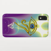 Coques Case-Mate iPhone MONOGRAMME TALISMAN BLEU Turquoise, Blanc violet (Dos (Horizontal))