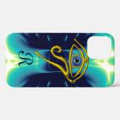 Coques Case-Mate iPhone MONOGRAMME TALISMAN BLEU Turquoise, Turquoise Blan (Verso (horizontal))