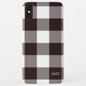 Coques Case-Mate iPhone Monogramme Tartan Plaid Noir & Blanc (Dos)