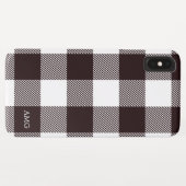 Coques Case-Mate iPhone Monogramme Tartan Plaid Noir & Blanc (Dos (Horizontal))