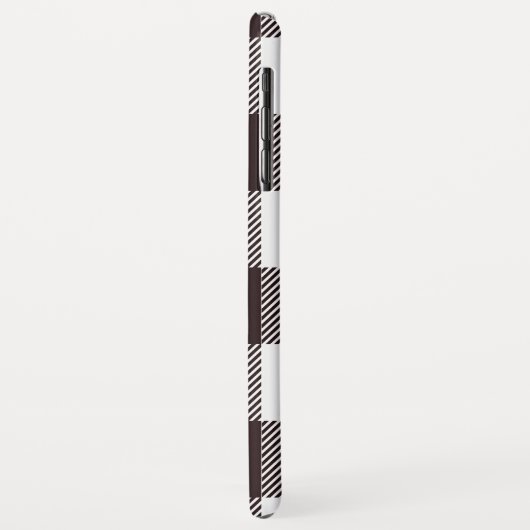 Coques Case-Mate iPhone Monogramme Tartan Plaid Noir & Blanc (Dos/Gauche)