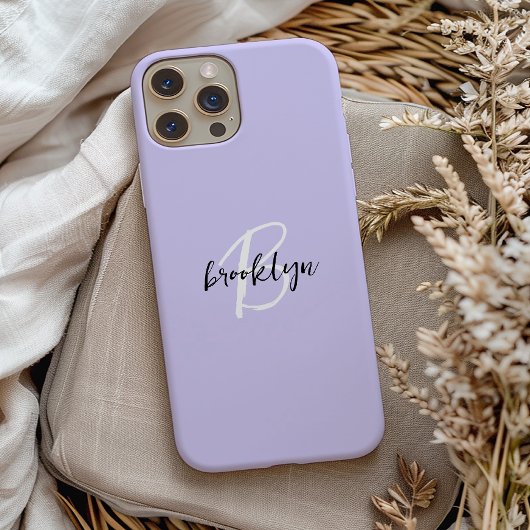 Coques Case-Mate iPhone Monogramme tendance lavande blanc noir Script
