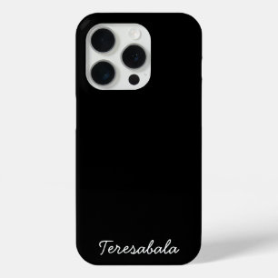 Coque iPhone 15 Pro Monogramme Tendance Moderne Nom Script Noir