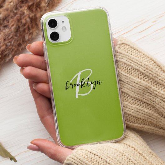 Coques Case-Mate iPhone Monogramme tendance vert citron noir blanc Script