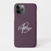Coques Case-Mate iPhone Monogramme tendance violet gris blanc (Dos)