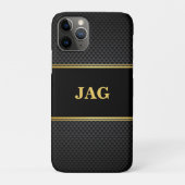 Coques Case-Mate iPhone Monogramme Texturé Or Noir Élégant (Dos)