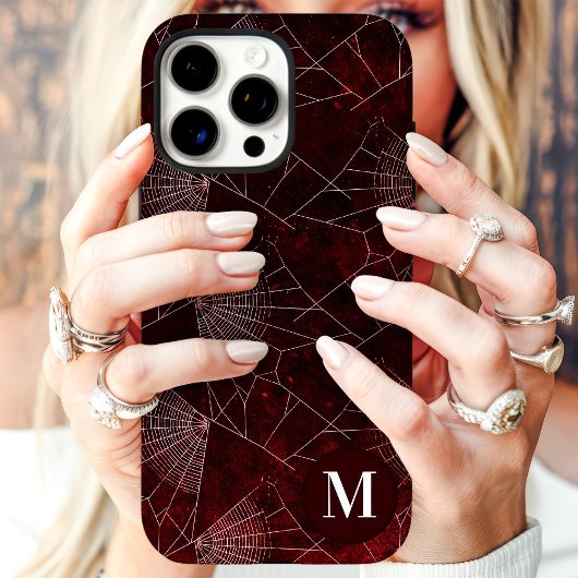 Coques Case-Mate iPhone Monogramme Toile d'araignée Rouge foncé