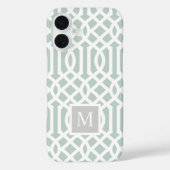 Coques Case-Mate iPhone Monogramme Treillis Menthe et Gris | Couleurs Édit (Verso)