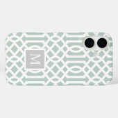Coques Case-Mate iPhone Monogramme Treillis Menthe et Gris | Couleurs Édit (Verso (horizontal))