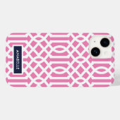 Coques Case-Mate iPhone Monogramme Treillis Navy et Rose (Verso (horizontal))