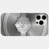 Coques Case-Mate iPhone Monogramme trompe l’œil en acier métallisé gravé (Verso (horizontal))