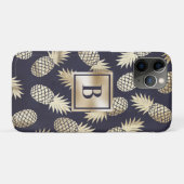 Coques Case-Mate iPhone Monogramme Tropical Ananas Girly Gold Navy (Dos (Horizontal))