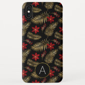 Coques Case-Mate iPhone Monogramme Tropical Black and Gold Feuilles (Dos)