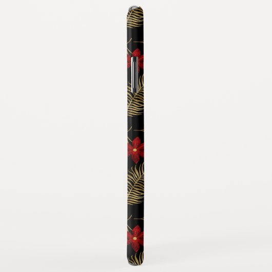 Coques Case-Mate iPhone Monogramme Tropical Black and Gold Feuilles (Dos/Droite)