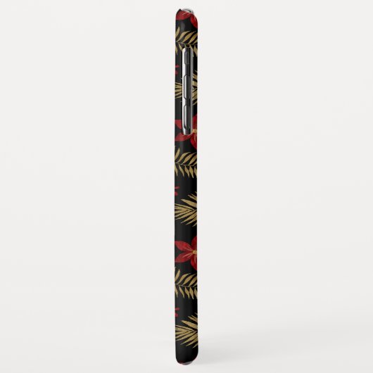 Coques Case-Mate iPhone Monogramme Tropical Black and Gold Feuilles (Dos/Gauche)