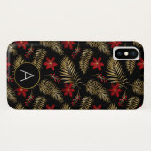 Coques Case-Mate iPhone Monogramme Tropical Black and Gold Feuilles (Dos (Horizontal))