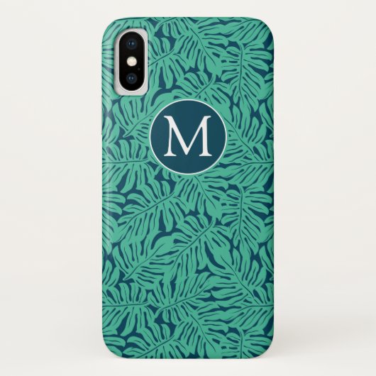 Coques Case-Mate iPhone Monogramme tropical du motif | de feuille de (Dos)