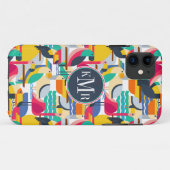 Coques Case-Mate iPhone Monogramme tropical géométrique des oiseaux | (Dos (Horizontal))