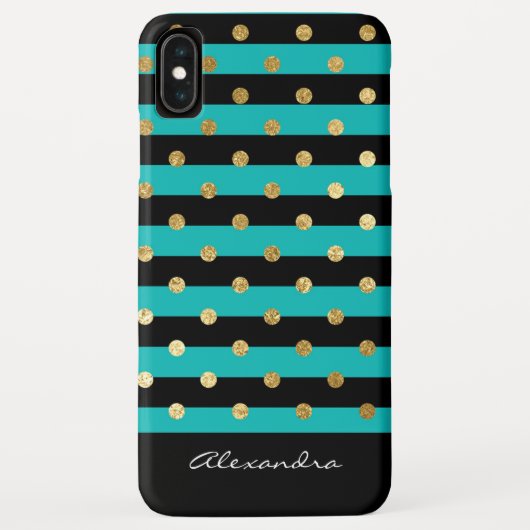 Coques Case-Mate iPhone Monogramme Turquoise avec bandes noires et huile d (Dos)