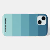 Coques Case-Mate iPhone Monogramme Turquoise bleu cyan en bloc de couleur  (Verso (horizontal))