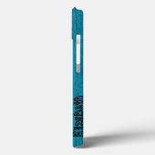 Coques Case-Mate iPhone Monogramme turquoise de grain de bois bleu (Verso / Gauche)