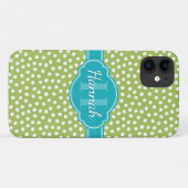 Coques Case-Mate iPhone Monogramme Turquoise de Motif blanc vert (Dos (Horizontal))