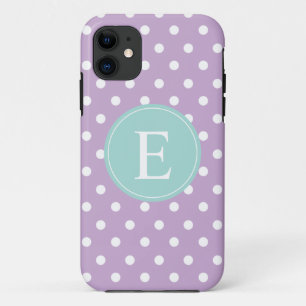 Coque Case-Mate Pour iPhone Monogramme Turquoise de point Polka violet