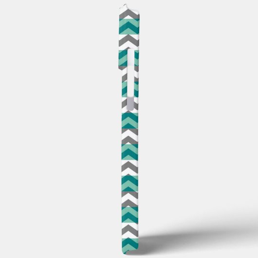 Coques Case-Mate iPhone Monogramme Turquoise et Grey Chevron Zigzag (Verso / Gauche)