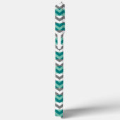 Coques Case-Mate iPhone Monogramme Turquoise et Grey Chevron Zigzag (Verso / Droite)