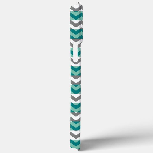 Coques Case-Mate iPhone Monogramme Turquoise et Grey Chevron Zigzag (Verso / Droite)
