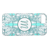 Coques Case-Mate iPhone Monogramme turquoise et turquoise (Dos (Horizontal))