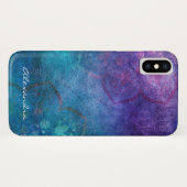 Coques Case-Mate iPhone Monogramme Turquoise et vert Lotus Flower (Dos (Horizontal))