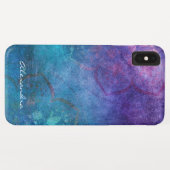 Coques Case-Mate iPhone Monogramme Turquoise et vert Lotus Flower (Dos (Horizontal))